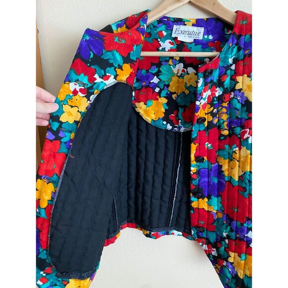 VTG Executive by Brenner size 9/10 Floral Quilt Vest Top 3/4 Sleeves 90s Retro - Picture 3 of 5